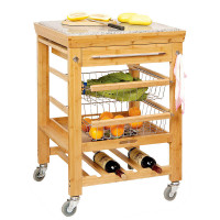 GRANITE & BAMBOO Kitchen Island Trolley Cart 70lb Solid Quality
