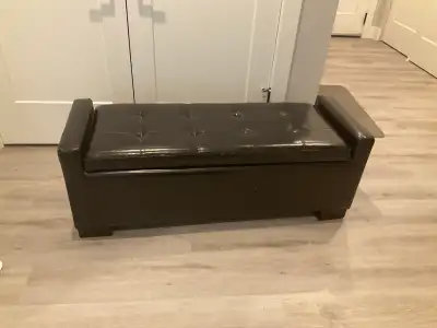 Dark Brown Faux Leather Storage Bench, View more