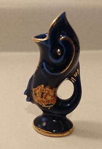 Vintage Limoges France Cobalt Blue  Miniature Fish Pitcher