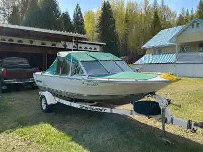 Welded aluminum 18’ kingfisher with 115 Evinrude 2strk Newer Honda 9.9 w/ electric start and chargin...