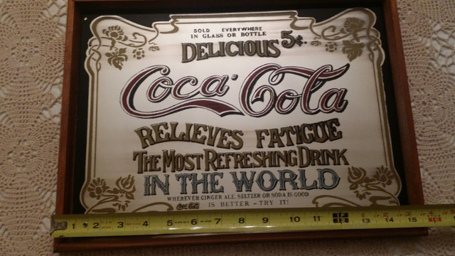 Vintage  (Coca - Cola) Mirrored Wall Hanging in Arts & Collectibles in Kingston - Image 2
