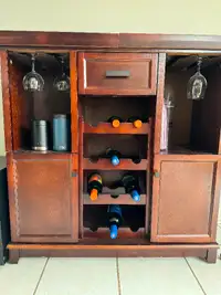 Wine Bar Cabinet with Storage and Wine Rack
