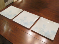 Set of 3 Brand New Square Opaque Colour Bird Scene Glass Plates