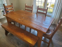 Solid Pine Dining Set - 8 pieces - Free Delivery