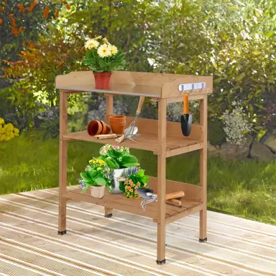 Outdoor Garden Wooden Potting Bench Work Station Table Tool Stor, View more