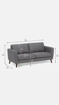 2 Seater Gray Sofa Two Seated Couch