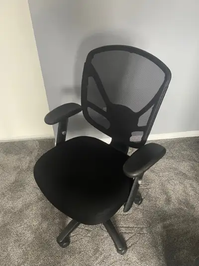 Very comfortable chair. Purchased at Staples (S2722NB-3 screen back chair) - new = $260. Features he...