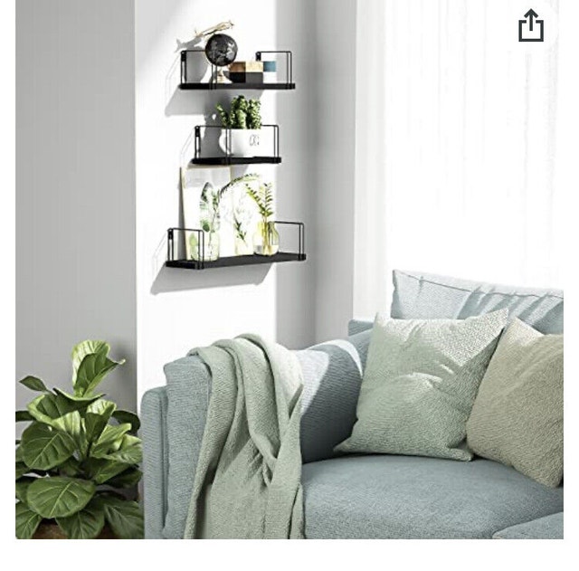 Rustic Floating Shelves, Wood Wall Shelves Set of 3, Wall Mounte