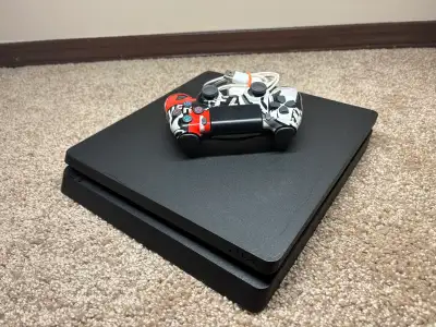 PS4 Slim + Controller – Fully Reset – No power Cable, View more
