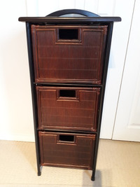 Lingerie Chest of 3-Deep Drawers, Bamboo, Wicker, Wood, and Iron