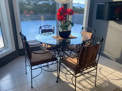 Dining table and 4 chairs, View more