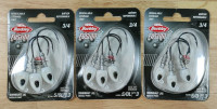 Berkley Fusion swimbait jigheads 3/8oz, sz4 hooks, white, 3packs