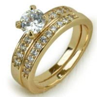 18K Gold Filled Sapphire Wedding Ring Set 8 - New