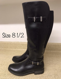 EUC Ladies Size 8.5 Black Leather Denver Hayes Boots