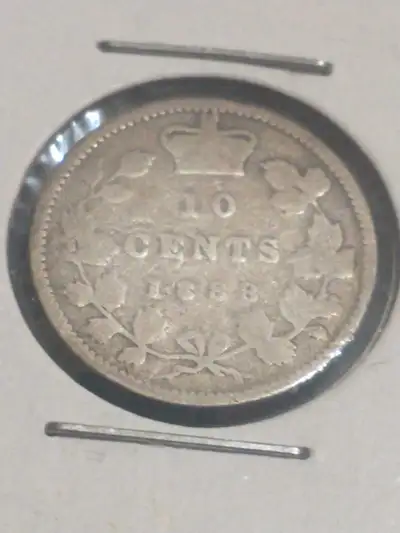 F 1888 Canada ten cents .925 silver, KM #3, View more