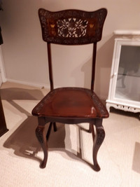 SINGLE Heavily Carved Solid Wood Ornate Chair-  $95