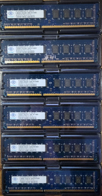 12Gb (6x2Gb) Nanya PC3-10600U Desktop Memory Sticks