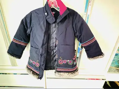 Girl 3-4 T embellished winter coat dark navy blue, View more