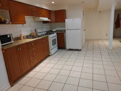 One bedroom basement for rent from JULY 01,2026. It has a separate side entrance, large size of kitc...