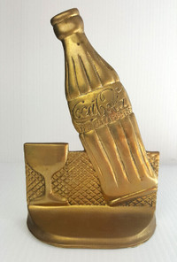 Vintage Brass Coca-Cola Bottle Paperweight/Bookend