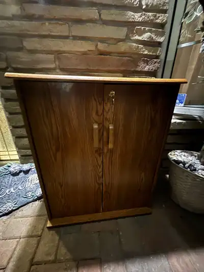 Wooden Cabinet with Shelves and Lock, View more