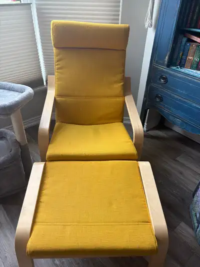 ikea poang chair and foot rest, View more