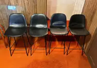 Black leather bar stools x4