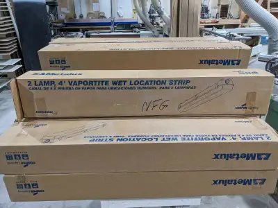 16 brand new in box fluorescent vapor tight light fixtures. $15 each. Must take all 16.