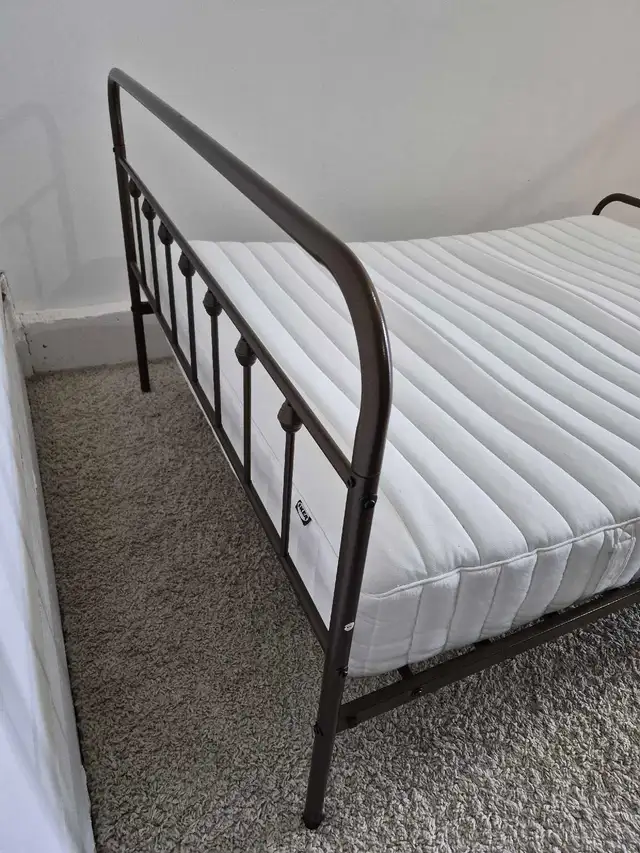 FREE DELIVERY Queen Size Metal Bedframe & Ikea Valevag Mattress in Beds & Mattresses in Vancouver - Image 7