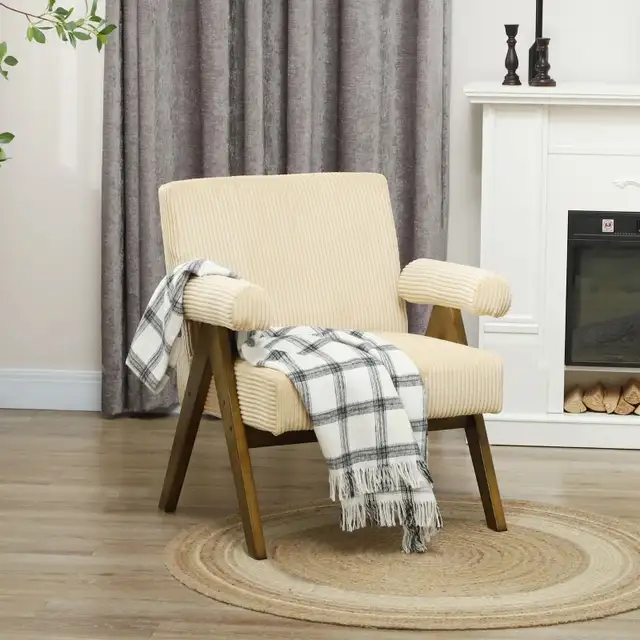 Accent Chair corduroy Armchair with Wide Seat and Soft Padded  in Chairs & Recliners in Markham / York Region - Image 7