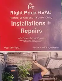 Welcome Spring with Right Price HVAC!  Heating/AC Durham Region