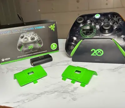 Xbox 20th anniversary edition controller/ Razer charging stand, View more