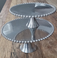 2 silver cake stands
