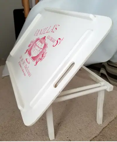 Vintage Breakfast in Bed Serving Wood Tray Folding Table, View more