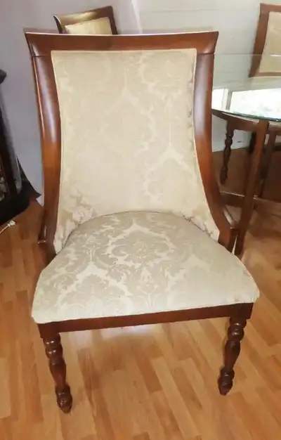 Beautiful solid wood glass top dining table and 4 chairs, View more