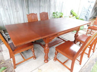 Large Oak Table and Six Oak Chairs