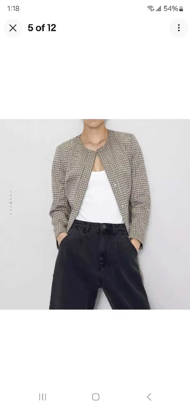 ZARA HOUNDSTOOTH FROCK COAT Ecru Brown SIZE XS MISSING BELT in Women's - Tops & Outerwear in Laval / North Shore - Image 2