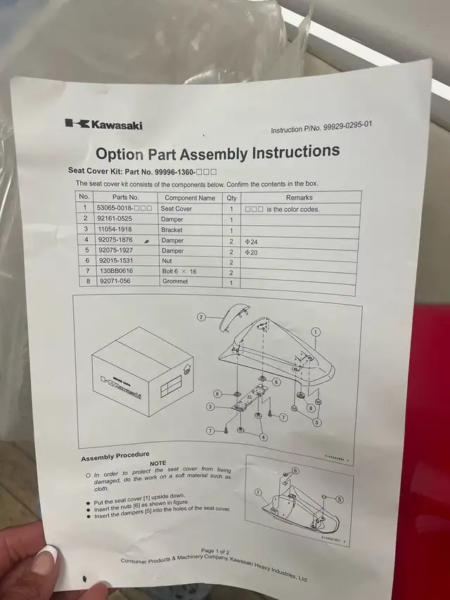 Kawasaki Cover Seat Red OEM in Motorcycle Parts & Accessories in City of Toronto - Image 4