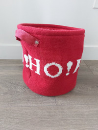 Ho Ho Ho Christmas Collapsable Red Knitted Woolen Basket