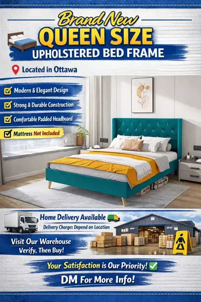 ️ Brand New Queen Size Upholstered Bed Frame – Stylish & Comfortable! Brand New ✅️ Located in Ottawa...