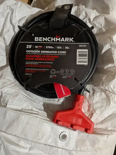 Benchmark outdoor generator cord - new, View more