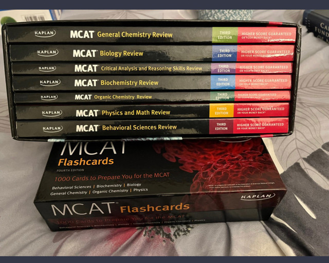 Kaplan Mcat books set + kaplan flashcard + barron flash  in Textbooks in London
