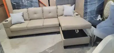 Sofa sectional new with storage chaise, View more