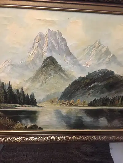 Original Oil Painting  - Mountains and Lake(sold), View more