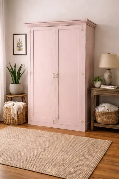 Vintage Pink Wardrobe Armoire Cabinet, View more