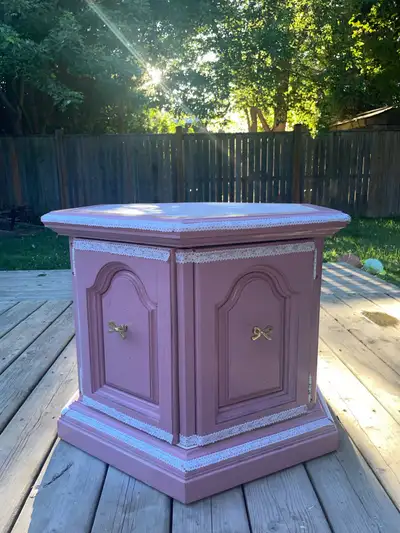 Refurbished Hexagon Side Table, View more