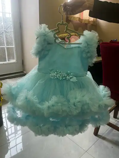 Sparkly light blue party dress for baby girl, View more