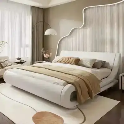 New Bettejean Faux Leather Upholstered Profile Sleigh King Bed =, View more