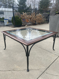 Wood, Wrought Iron & Glass, Coffee Table  36' X 36" Square