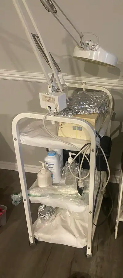 Esthetician Rolling Cart with Magnifying Lamp, View more